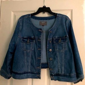 Collarless soft Jean jacket
